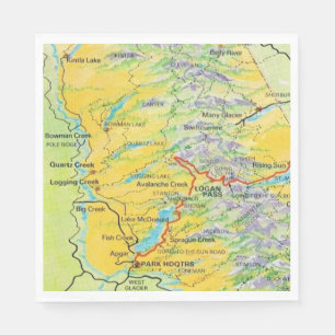 Guardanapo De Papel Mapa do Parque Nacional da Geleira