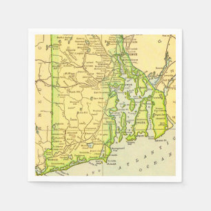Guardanapo De Papel Mapa do Rhode Island em Cartão-Postal