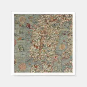 Guardanapo De Papel Mapa do vintage de Escandinávia