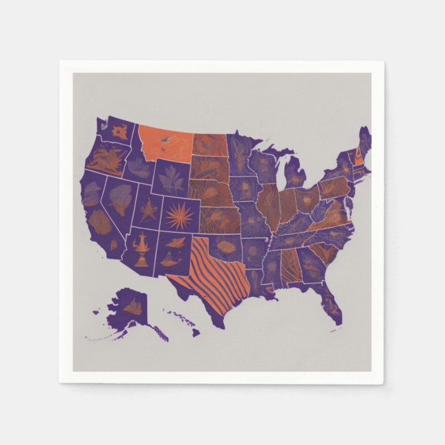 Guardanapo De Papel Mapa dos EUA (Frente)