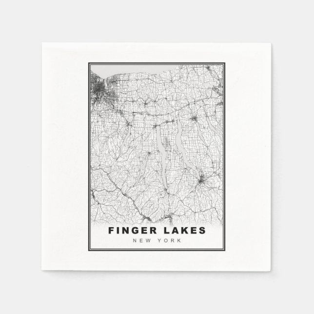 Guardanapo De Papel Mapa dos Finger Lakes (Frente)