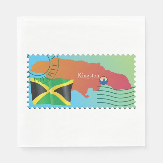Guardanapo De Papel Mapa E Bandeira De Kingston Jamaica (Frente)