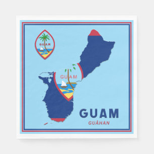 Guardanapo De Papel Mapa e Selo do Sinalizador de Guam