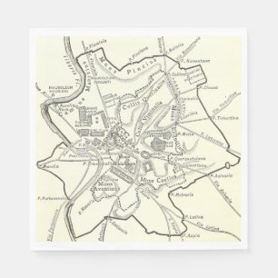 Guardanapo De Papel Mapa histórico da cidade de Roma
