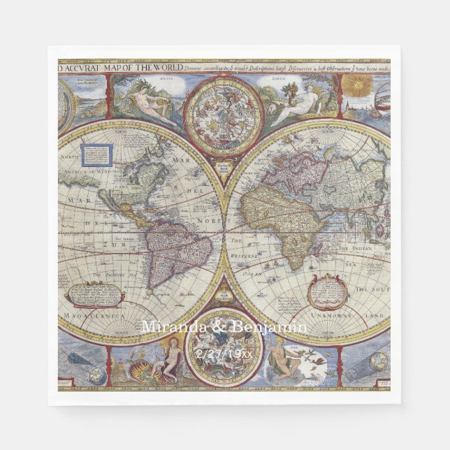Guardanapo De Papel Mapa Mundial Antigo #3 (Frente)