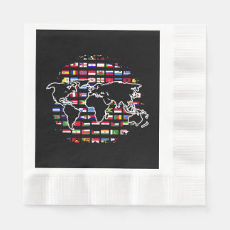 Guardanapo De Papel Mapa Mundial de Viagens Mapa Mundial Bandeiras Int