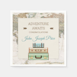 Guardanapo De Papel Mapa Mundial de Viagens Modernas Aventura Espera