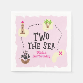 Guardanapo De Papel Mapa Pirata Dois ao Mar Rosa Aniversário