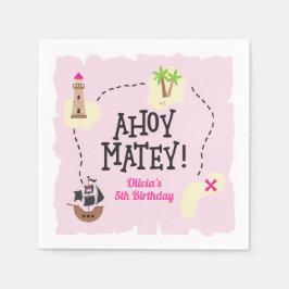 Guardanapo De Papel Mapa Pirata Rosa Aniversário