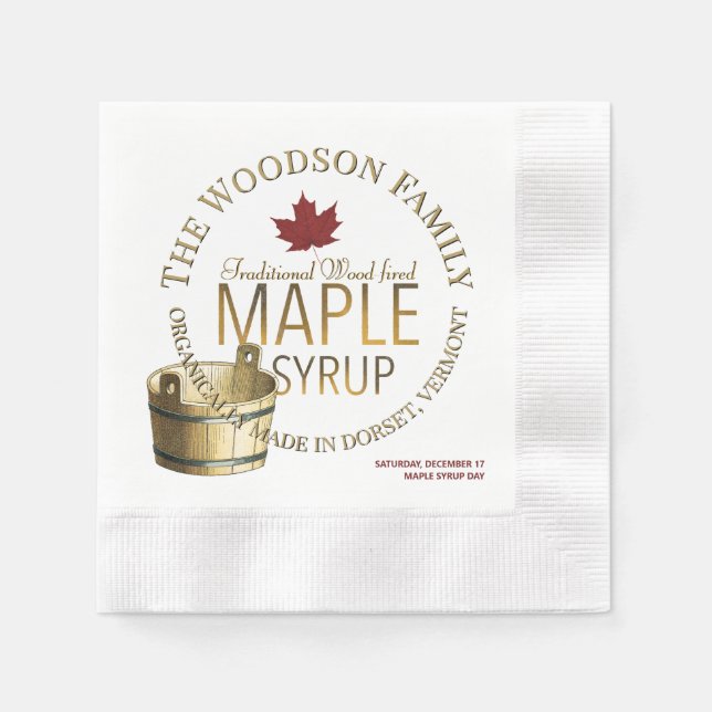 Guardanapo De Papel Maple Syrup Day Dourado Promocional Napkin (Frente)