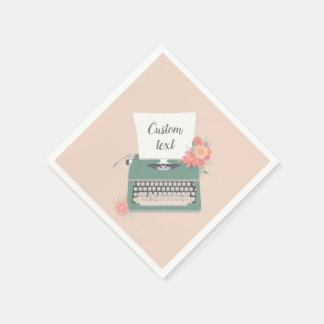 Guardanapo De Papel Máquina de escrever retrorativa e flores e papel p