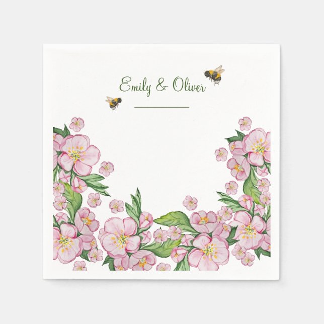 Guardanapo De Papel Maravilhosas flores e е de macieiras (Frente)