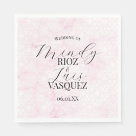 Guardanapo De Papel Marble Abstract Pink Wedding Script Black 