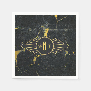 Guardanapo De Papel Marble Preto - Três Letras - Decência de Arte Mo