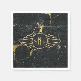 Guardanapo De Papel Marble Preto - Três Letras - Decência de Arte Mono