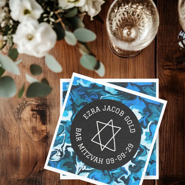 Guardanapo De Papel Marble Star de David Custom B'nai Bat Bar Mitzvah (Marble Star of David Custom B'nai Bat Bar Mitzvah Napkins
)