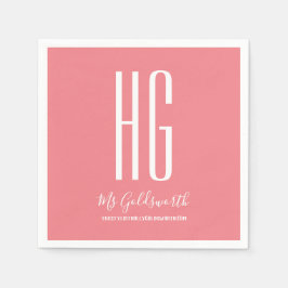 Guardanapo De Papel Marca de Estilista Personalizada Rosa Coral Monogr