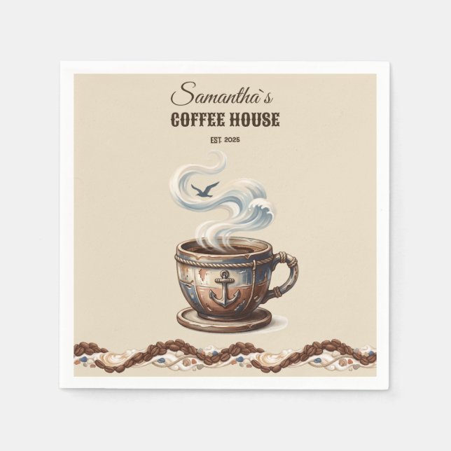 Guardanapo De Papel Marca Personalizada do Café Costeiro  (Frente)