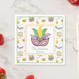Guardanapo De Papel Marca Watercolor Mardi Gras Personalizada