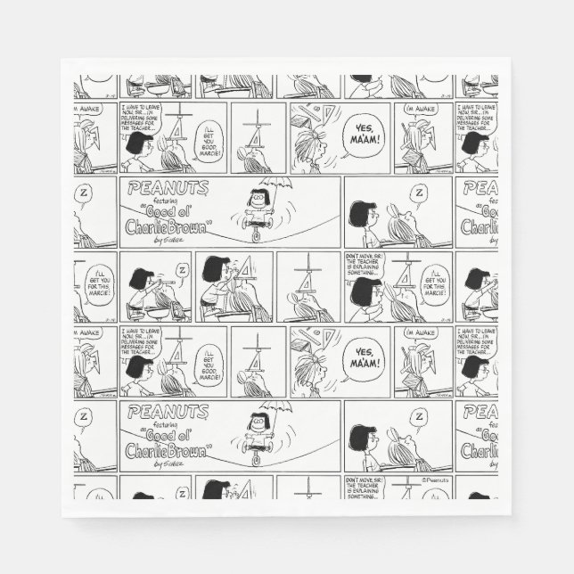 Guardanapo De Papel Marcie & Peppermint Patty Na Sala De Aula (Frente)