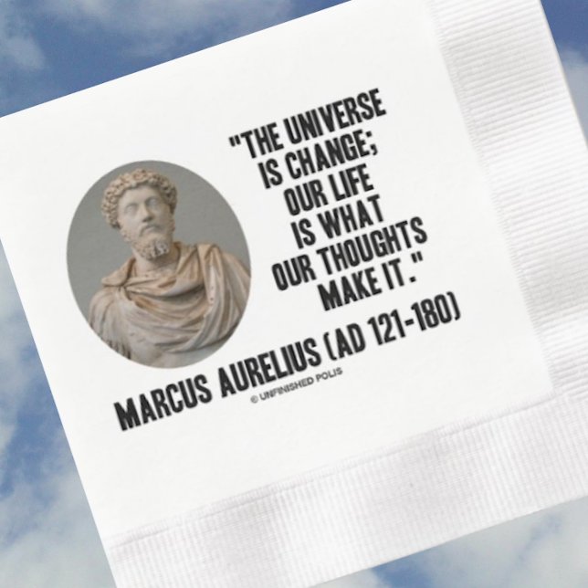 Guardanapo De Papel Marcus Aurélio Mudança Universo Pensamentos Sobre  (Paper napkin featuring Roman emperor & Stoic philosopher Marcus Aurelius & his words of wisdom)