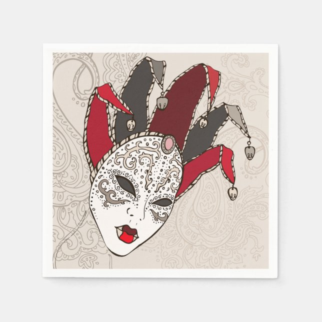 Guardanapo De Papel Mardi Gras Carnival Mask Paper Napkins (Frente)