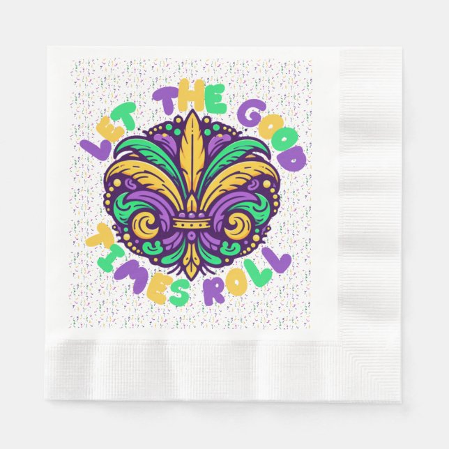Guardanapo De Papel Mardi Gras Deixe os bons tempos rolar (Frente)