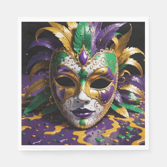Guardanapo De Papel Mardi Gras Face Mask Party (Frente)