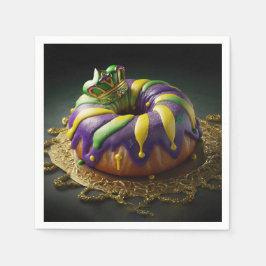 Guardanapo De Papel Mardi Gras King Cake with Crown