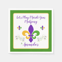 Mardi Gras Mahjong NOME Verde Dourado Roxo Fleur d