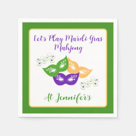 Guardanapo De Papel Mardi Gras Mahjong PERSONALIZE Verde Dourado Roxo