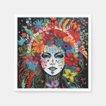 Mardi Gras Máscara e Headdress - Parte de Texto Pe