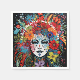 Guardanapo De Papel Mardi Gras Máscara e Headdress - Parte de Texto Pe