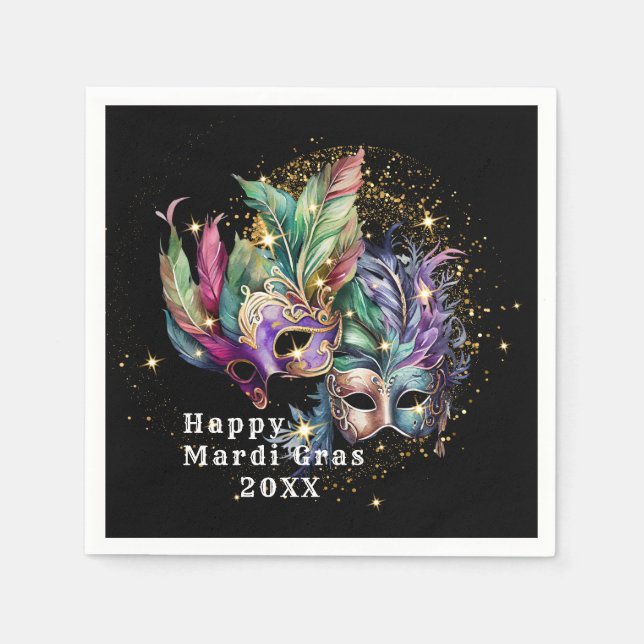 Guardanapo De Papel Mardi Gras Mascarada Mask Paper Napkins (Frente)