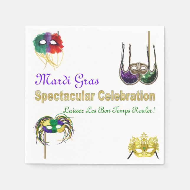 Guardanapo De Papel Mardi Gras Máscaras 1 (Frente)