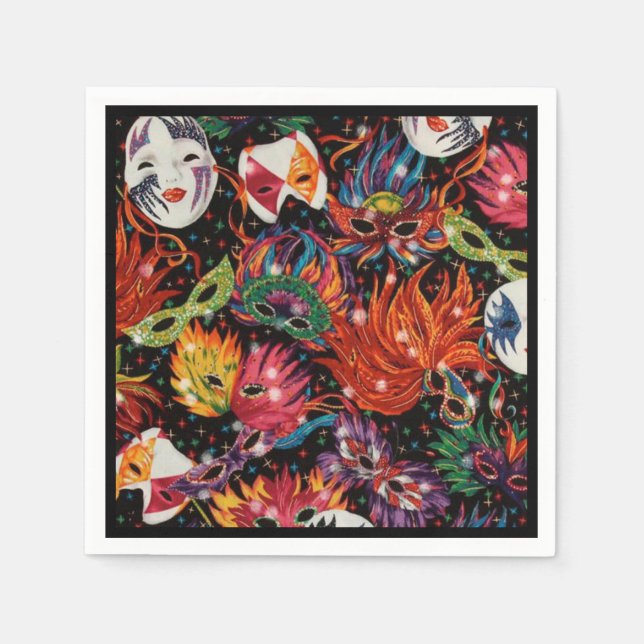 Guardanapo De Papel Mardi Gras Máscaras 2 (Frente)