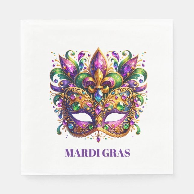 Guardanapo De Papel Mardi Gras Mask  (Frente)
