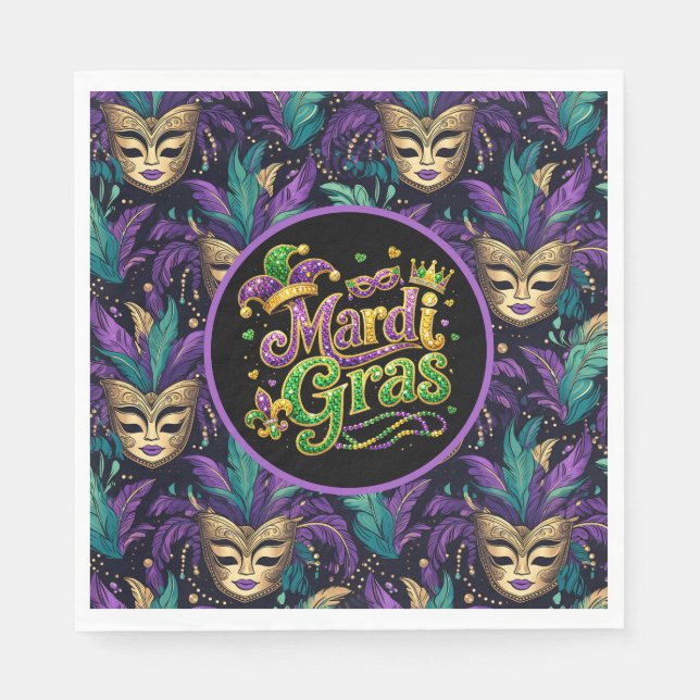 Guardanapo De Papel Mardi Gras Mask  (Frente)