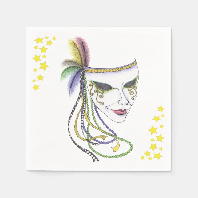 Guardanapo De Papel Mardi Gras Mask Paper Napkins (Frente)