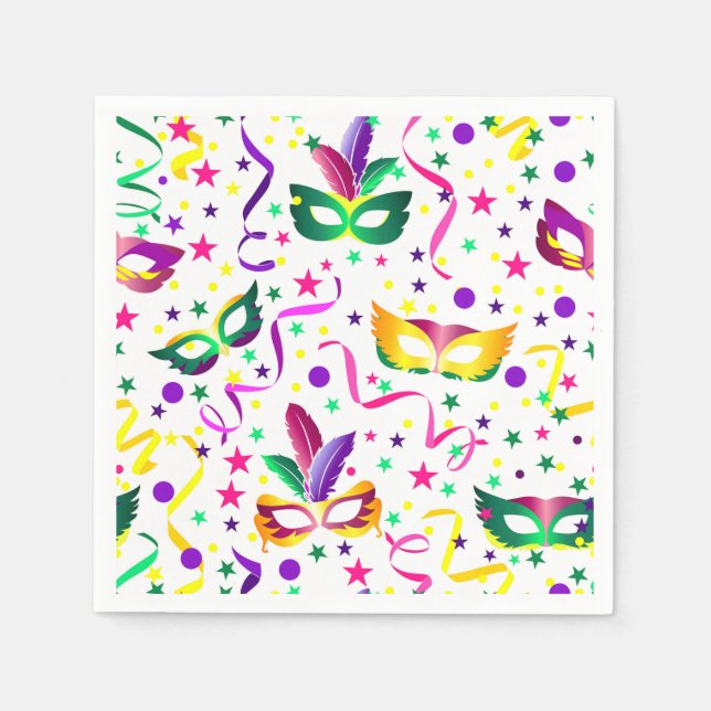 Guardanapo De Papel Mardi Gras Masks (Frente)