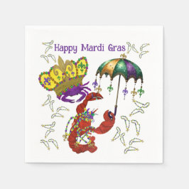 Guardanapo De Papel Mardi Gras party crawfish and crab fetstiv napkins