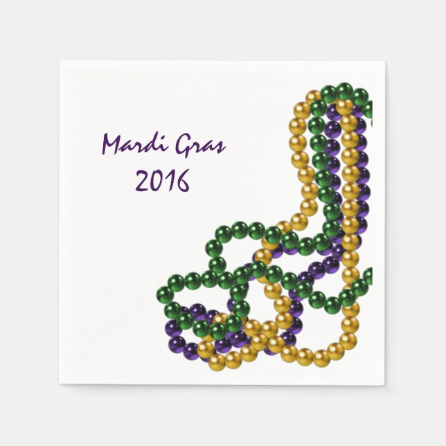 Guardanapo De Papel Mardi Gras Party Purple Dourado and Green (Frente)