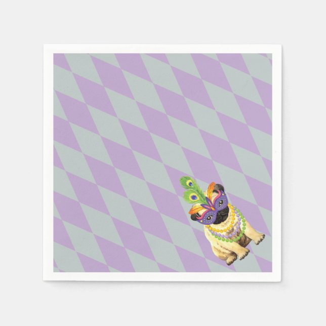 Guardanapo De Papel Mardi Gras Pug (Frente)
