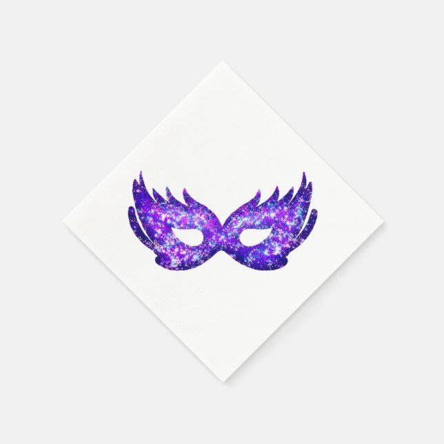 Guardanapo De Papel Mardi Gras Purple Glitter Mask (Canto)