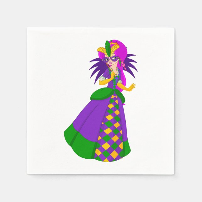 Guardanapo De Papel Mardi Gras Queen Paper Napkins (Frente)