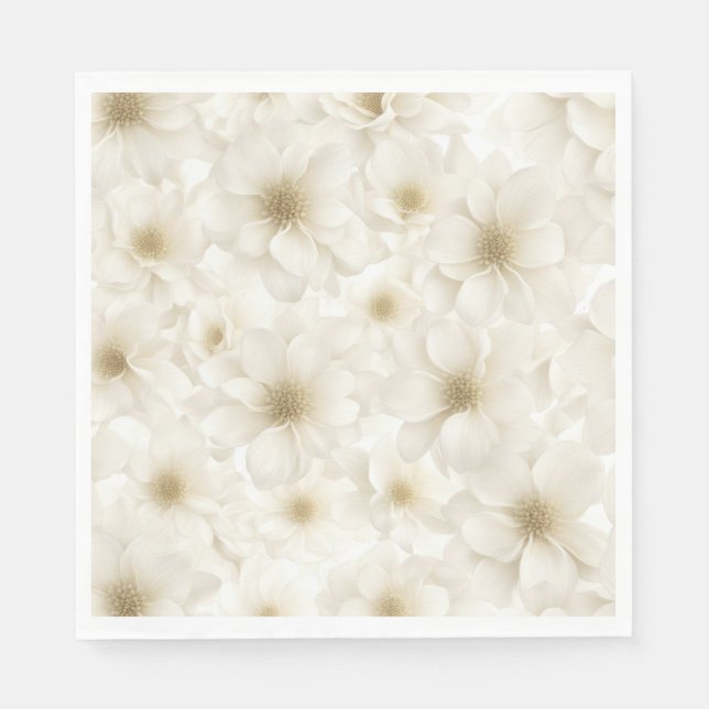 Guardanapo De Papel Marfim Floral Abstrato Suave (Frente)
