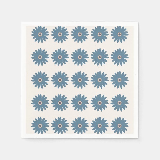 Guardanapo De Papel Margarida Azul e Creme (Frente)