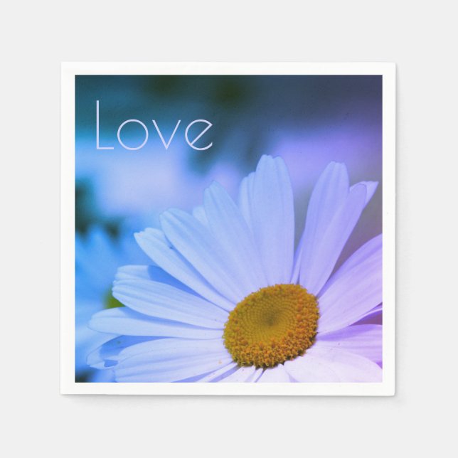 Guardanapo De Papel Margarida Branca com Azul Claro (Frente)