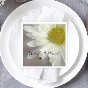 Guardanapo De Papel Margarida Branca Suave em Casamento Cinza
