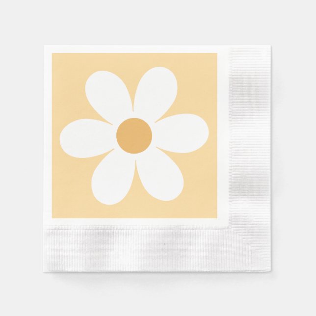 Guardanapo De Papel Margarida retrô amarela boho (Frente)
